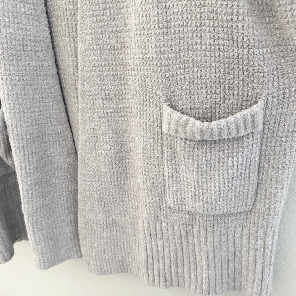 Barefoot Dreams CozyChic Lite Open Cardigan Sweater 3X Waffle Knit Gray Lounge - Picture 11 of 14